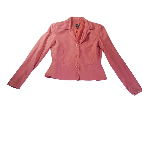 Rafaella Linen Blazer Fitted Button Front Career Preppy Jacket Stitched Womens 6 - Picture 1 of 7